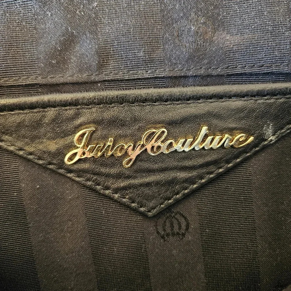 Juicy Couture Black Dressy Formal Wide Leather Ribbed Crossbody Dust Cover - Picture 13 of 15